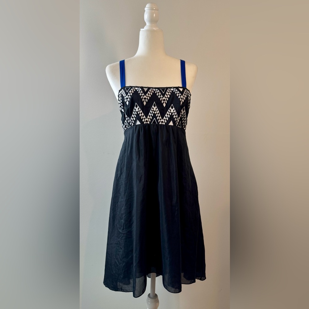 Anthropologie Leifnote Black and White Chevron Slip Dress Size 8